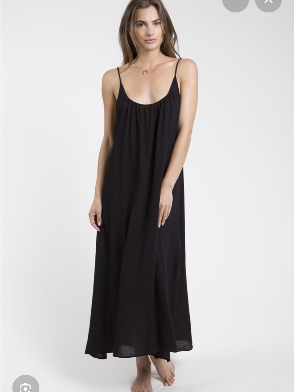 TULUM low back maxi in lightweight gauze - black